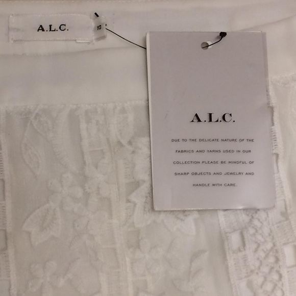 A.L.C. Merrill White Cotton Embroidered Skirt Silk Lined Designer ,Size 10,NEW - Picture 7 of 11